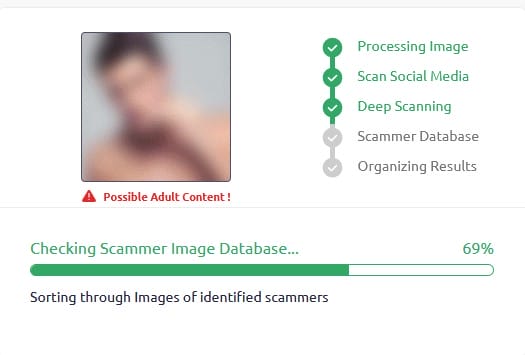 Female Scammer Photo Search is scanning