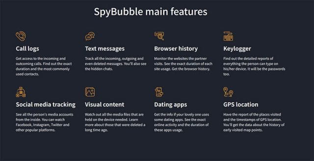 Key features of SpyBubble PRO